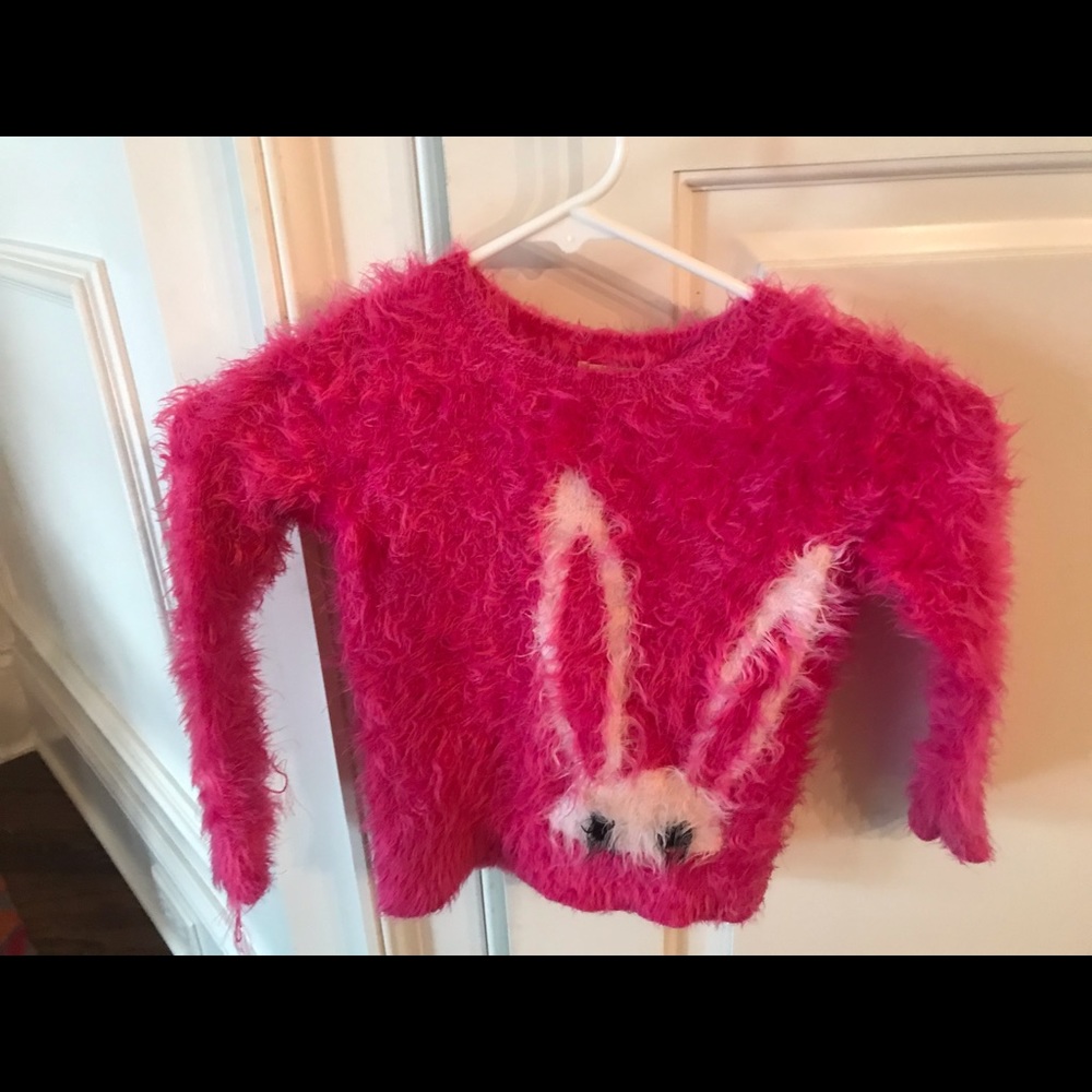 Tucker Tate Furry Pink Bunny Sweater Size 4